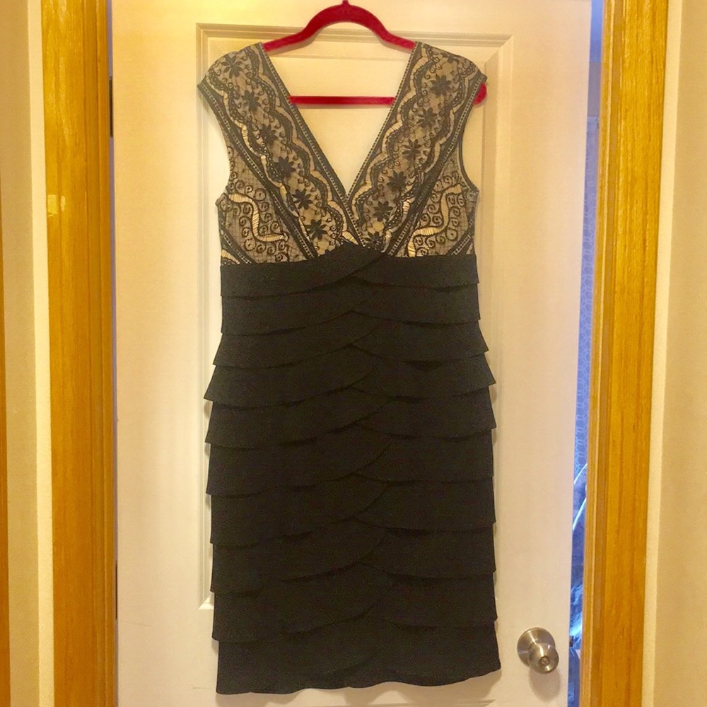 Black and lace ruffled dress